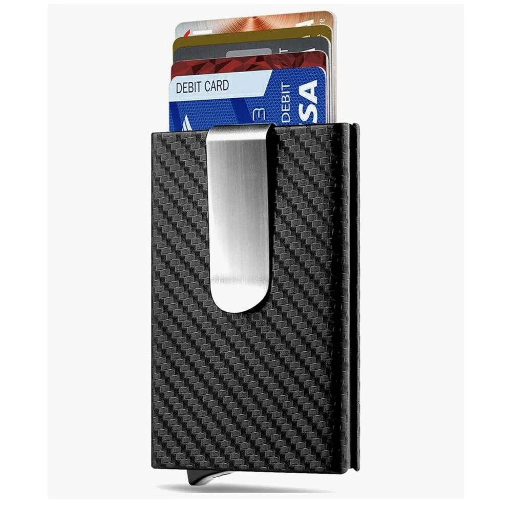 Slim Metal Wallet for Men Minimalist RFID-Blocking Pop-Up Card Holder Lot of 2